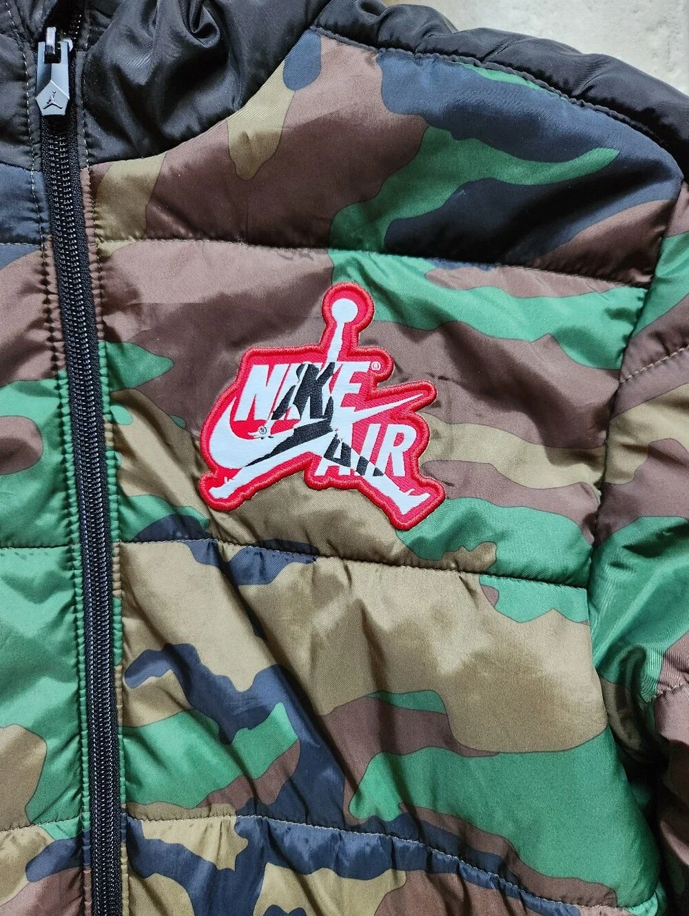 Jordan Nike Air Camo Hooded Puffer Jacket Youth Large L (12-13 Yrs) Fleece Lined